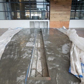 Completed concrete cutting in a protected commercial interior